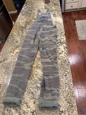 Z Supply Green Camo Knit Overalls